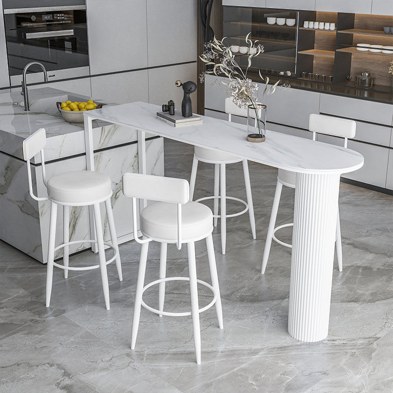 Modern Armless Backrest Counter Stool Iron Dining Room Bar Stool with Leather Cushion