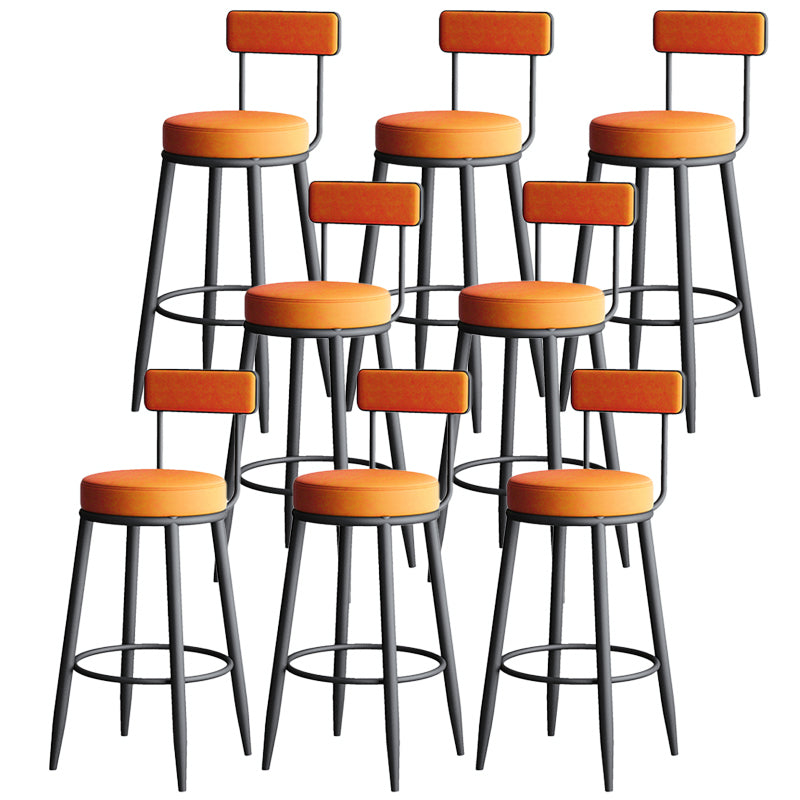 Modern Armless Backrest Counter Stool Iron Dining Room Bar Stool with Leather Cushion