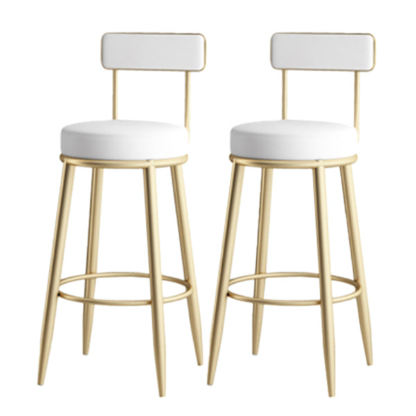 Modern Armless Backrest Counter Stool Iron Dining Room Bar Stool with Leather Cushion