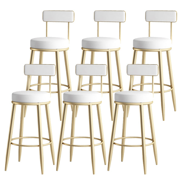 Modern Armless Backrest Counter Stool Iron Dining Room Bar Stool with Leather Cushion