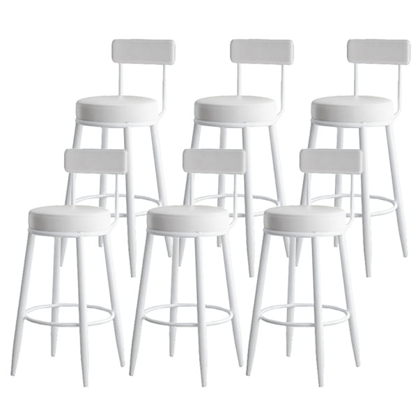 Modern Armless Backrest Counter Stool Iron Dining Room Bar Stool with Leather Cushion