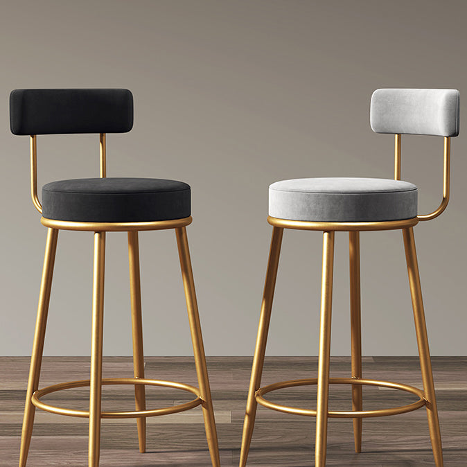 Glam Armless Backrest Counter Stool Iron Cushion Bar Stool with and Pedal