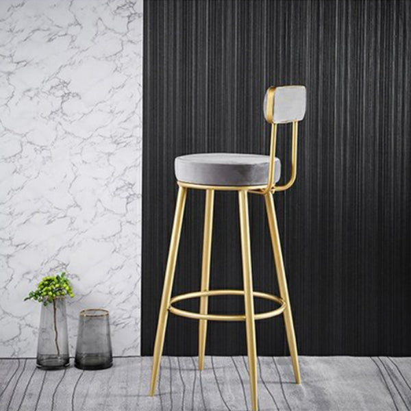 Glam Armless Backrest Counter Stool Iron Cushion Bar Stool with and Pedal