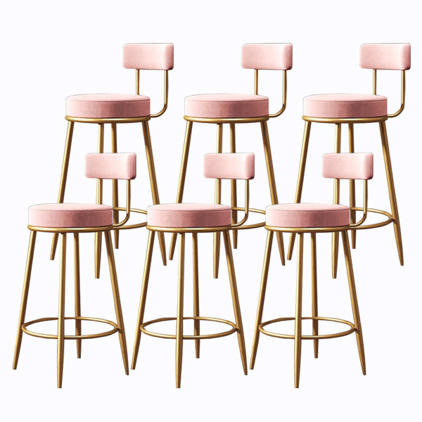 Glam Armless Backrest Counter Stool Iron Cushion Bar Stool with and Pedal