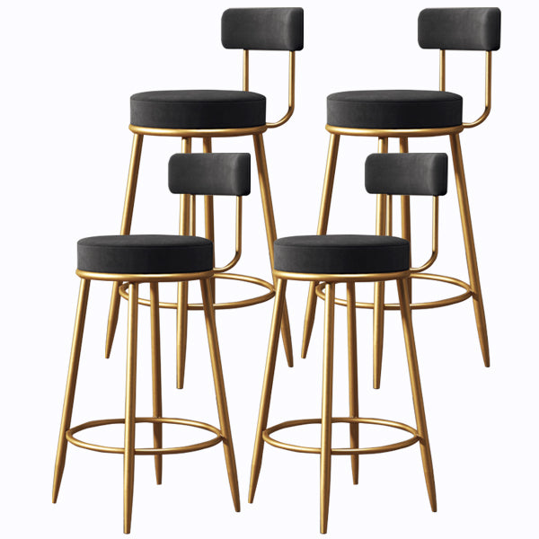 Glam Armless Backrest Counter Stool Iron Cushion Bar Stool with and Pedal