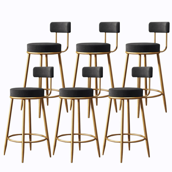 Glam Armless Backrest Counter Stool Iron Cushion Bar Stool with and Pedal