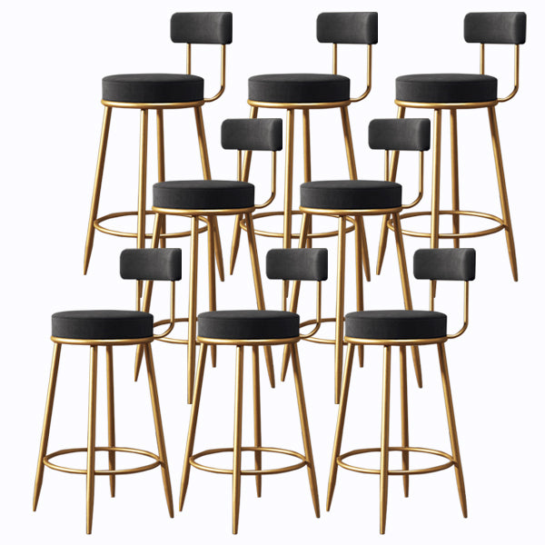 Glam Armless Backrest Counter Stool Iron Cushion Bar Stool with and Pedal