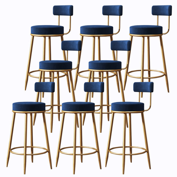 Glam Armless Backrest Counter Stool Iron Cushion Bar Stool with and Pedal