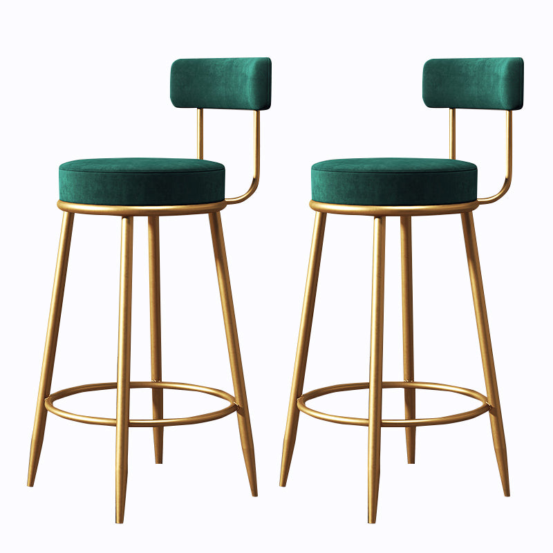 Glam Armless Backrest Counter Stool Iron Cushion Bar Stool with and Pedal