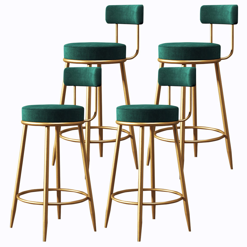 Glam Armless Backrest Counter Stool Iron Cushion Bar Stool with and Pedal