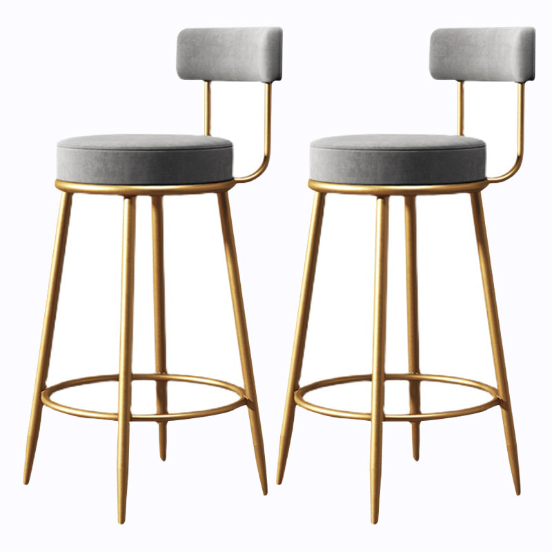 Glam Armless Backrest Counter Stool Iron Cushion Bar Stool with and Pedal