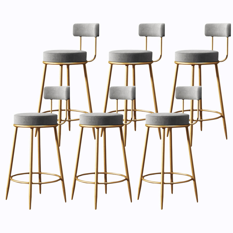 Glam Armless Backrest Counter Stool Iron Cushion Bar Stool with and Pedal