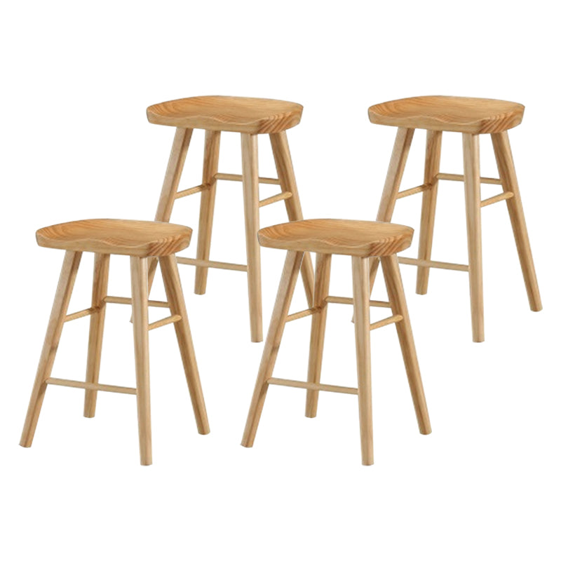 Modern Armless Counter Stool Pine Wood Cafe Bar Stool with Wooden Seat and Pedal