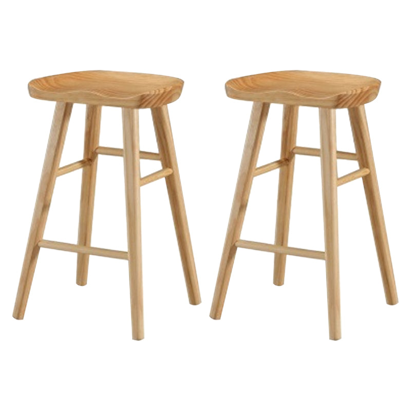 Modern Armless Counter Stool Pine Wood Cafe Bar Stool with Wooden Seat and Pedal