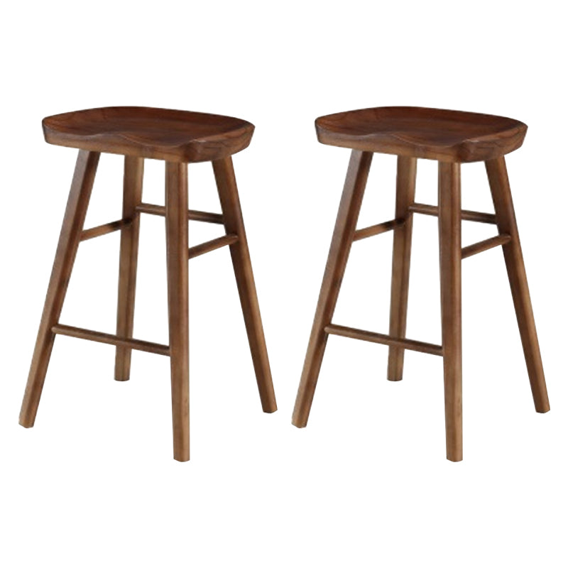 Modern Armless Counter Stool Pine Wood Cafe Bar Stool with Wooden Seat and Pedal