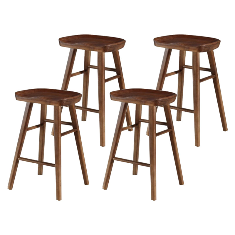 Modern Armless Counter Stool Pine Wood Cafe Bar Stool with Wooden Seat and Pedal