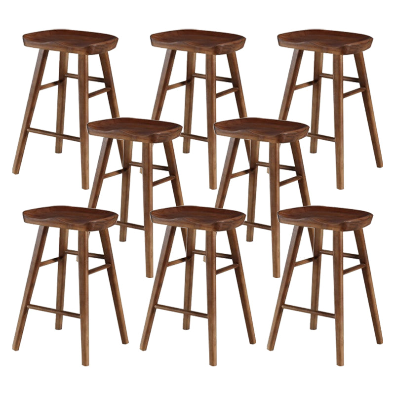 Modern Armless Counter Stool Pine Wood Cafe Bar Stool with Wooden Seat and Pedal