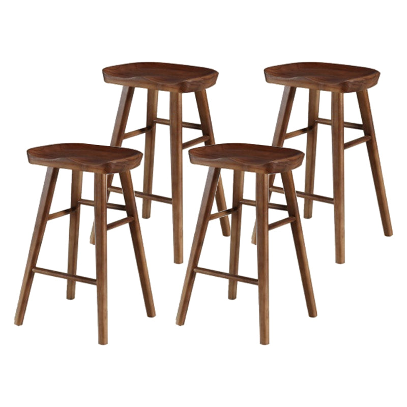 Modern Armless Counter Stool Pine Wood Cafe Bar Stool with Wooden Seat and Pedal