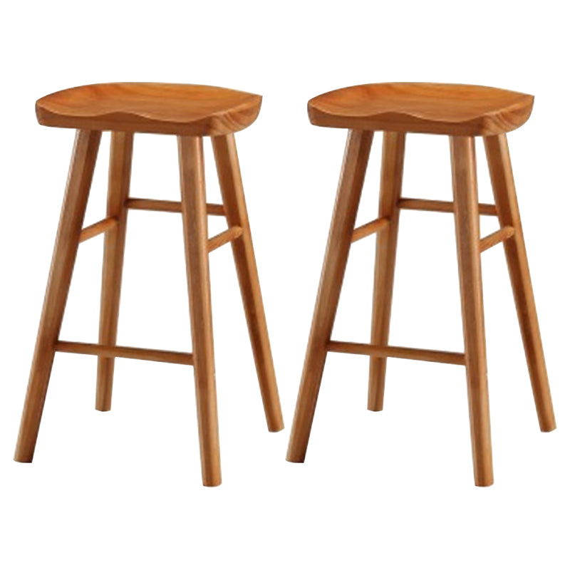 Modern Armless Counter Stool Pine Wood Cafe Bar Stool with Wooden Seat and Pedal