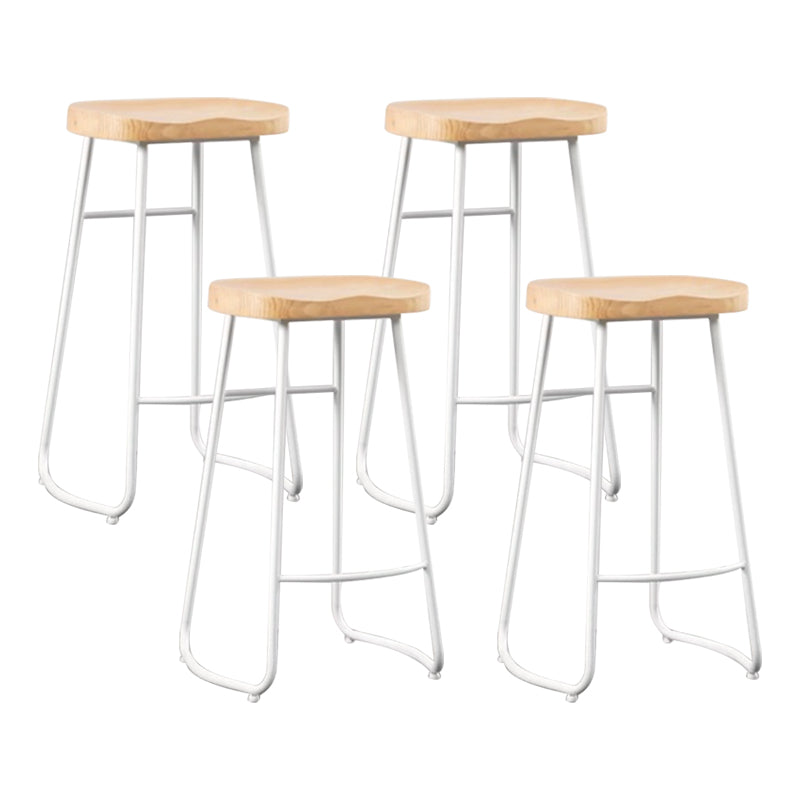 Modern Armless Counter Stool Iron Cafe Bar Stool with Wooden Seat and Pedal