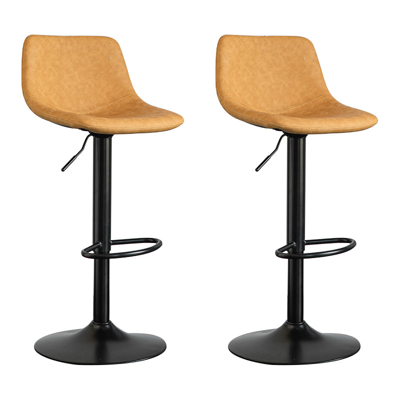Contemporary Reception Adjustable Height Stool Matte Finish Leather Barstool