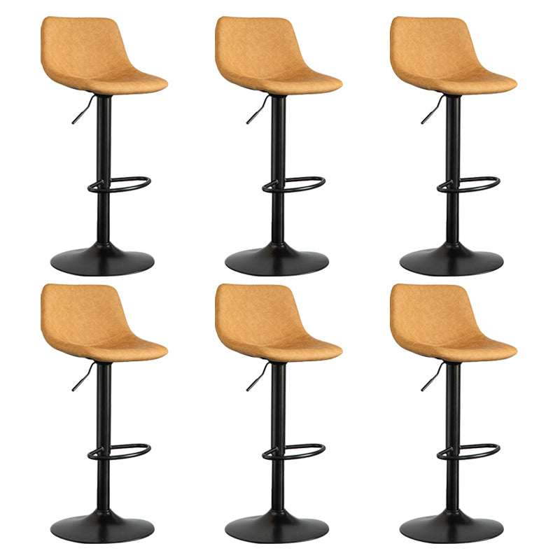 Contemporary Reception Adjustable Height Stool Matte Finish Leather Barstool