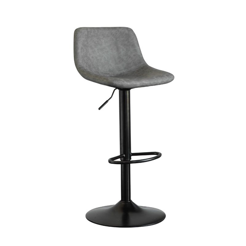 Contemporary Reception Adjustable Height Stool Matte Finish Leather Barstool