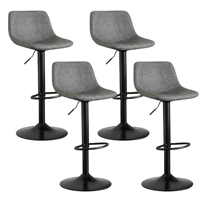 Contemporary Reception Adjustable Height Stool Matte Finish Leather Barstool