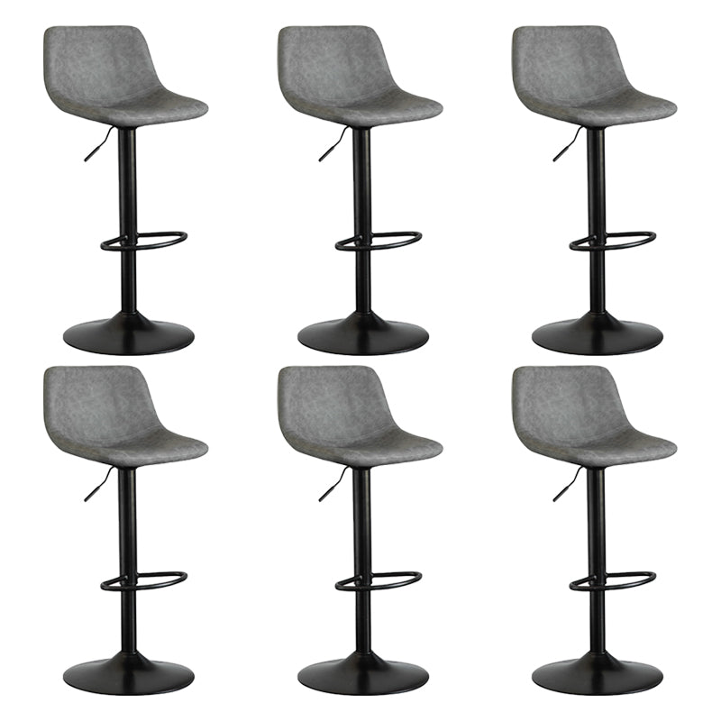 Contemporary Reception Adjustable Height Stool Matte Finish Leather Barstool