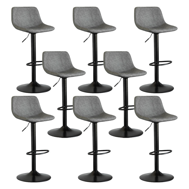 Contemporary Reception Adjustable Height Stool Matte Finish Leather Barstool