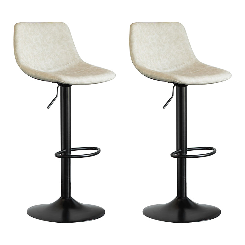 Contemporary Reception Adjustable Height Stool Matte Finish Leather Barstool