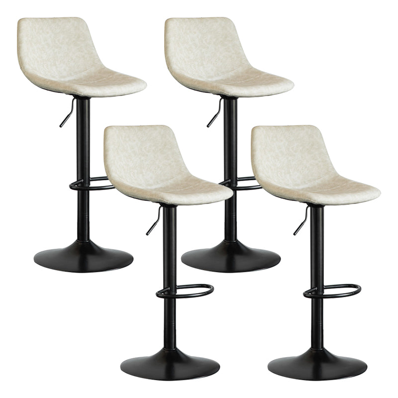 Contemporary Reception Adjustable Height Stool Matte Finish Leather Barstool