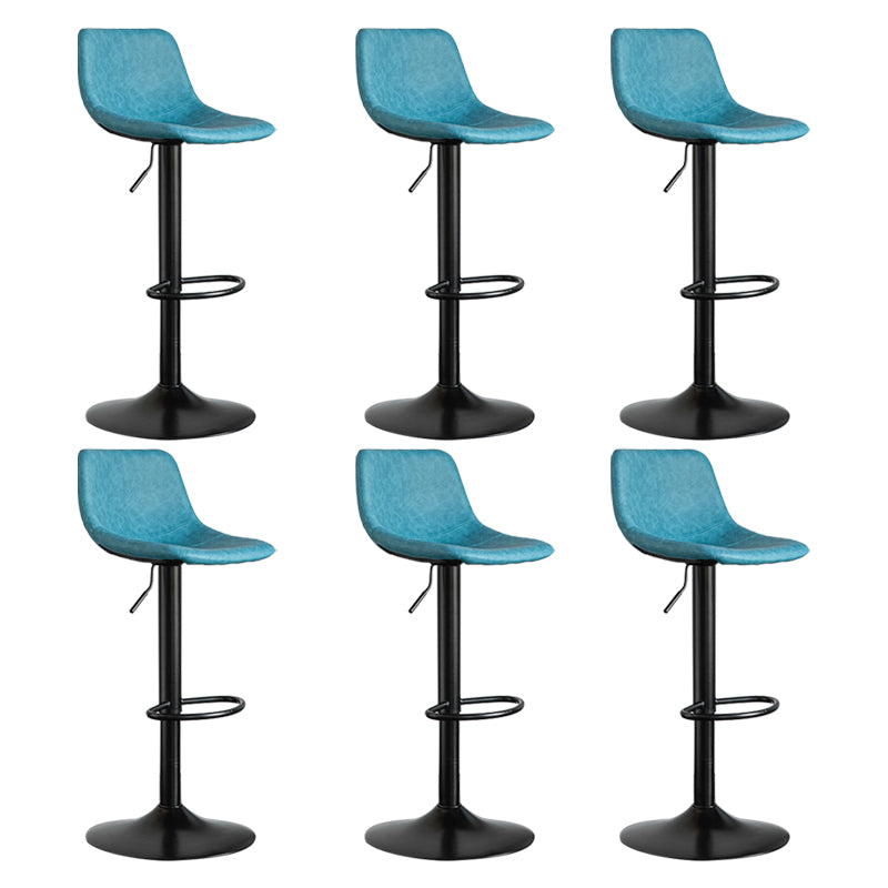 Contemporary Reception Adjustable Height Stool Matte Finish Leather Barstool