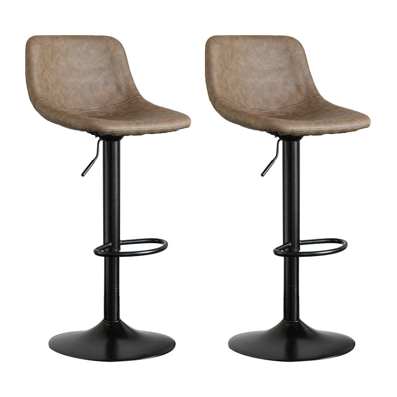 Contemporary Reception Adjustable Height Stool Matte Finish Leather Barstool