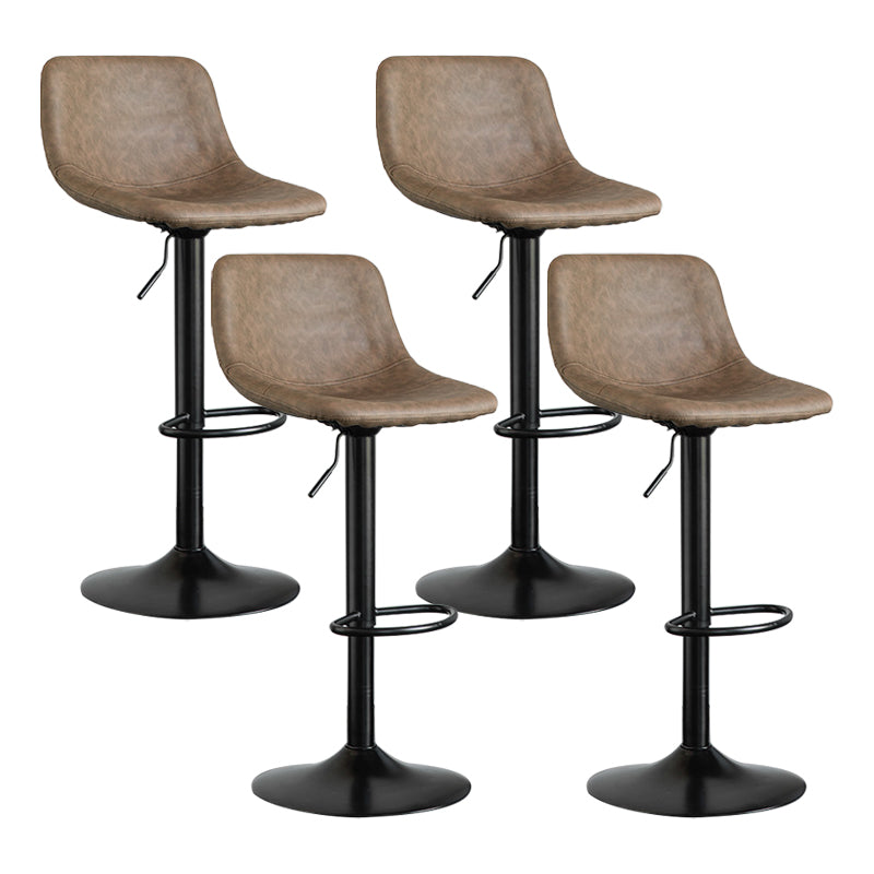 Contemporary Reception Adjustable Height Stool Matte Finish Leather Barstool