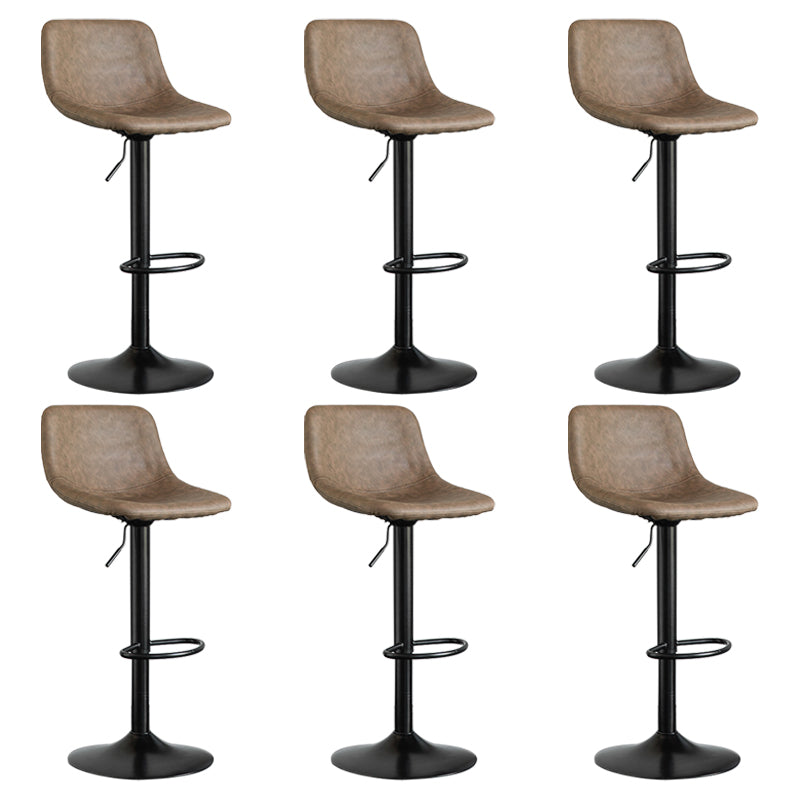 Contemporary Reception Adjustable Height Stool Matte Finish Leather Barstool