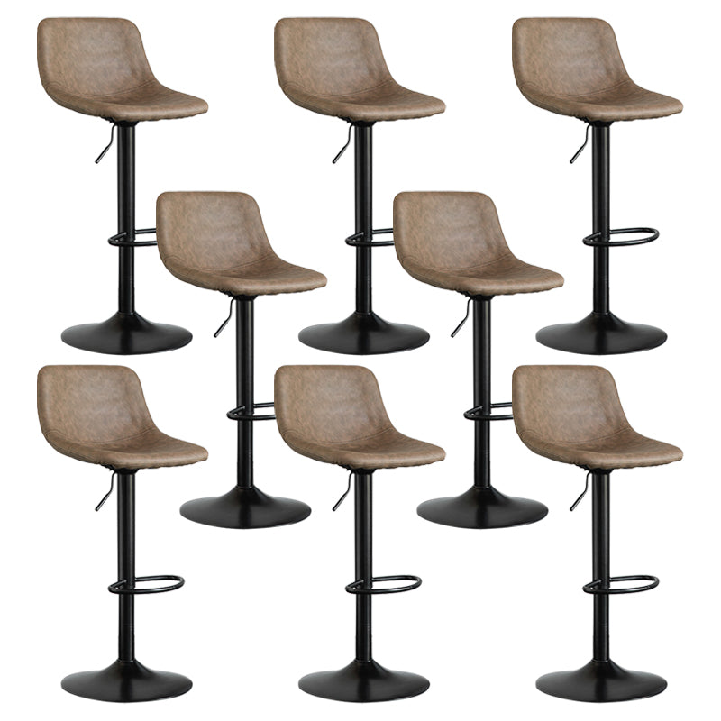 Contemporary Reception Adjustable Height Stool Matte Finish Leather Barstool