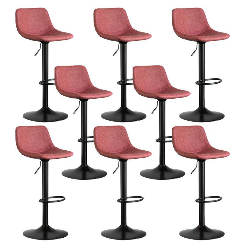 Contemporary Reception Adjustable Height Stool Matte Finish Leather Barstool