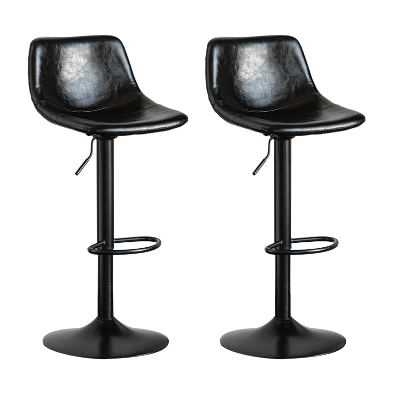 Contemporary Reception Adjustable Height Stool Matte Finish Leather Barstool