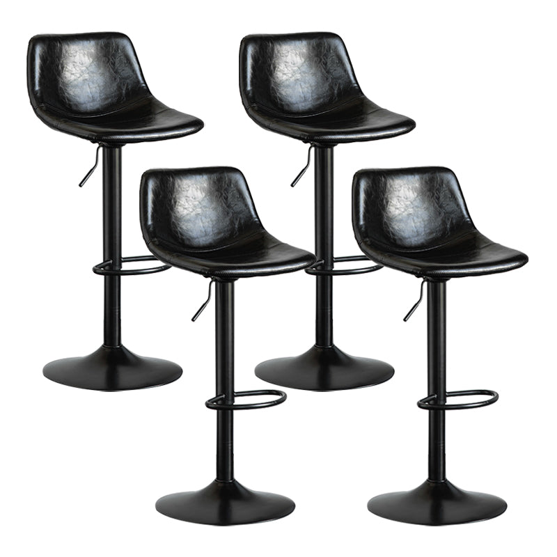 Contemporary Reception Adjustable Height Stool Matte Finish Leather Barstool