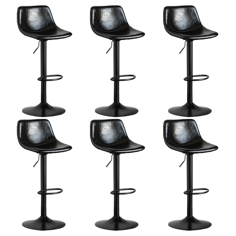 Contemporary Reception Adjustable Height Stool Matte Finish Leather Barstool