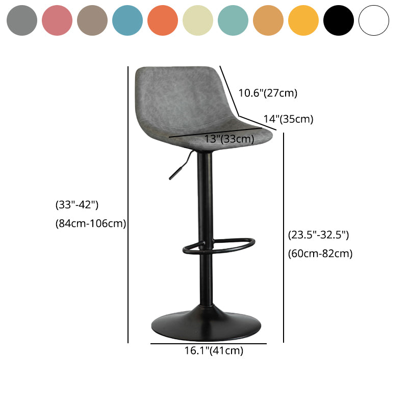 Contemporary Reception Adjustable Height Stool Matte Finish Leather Barstool