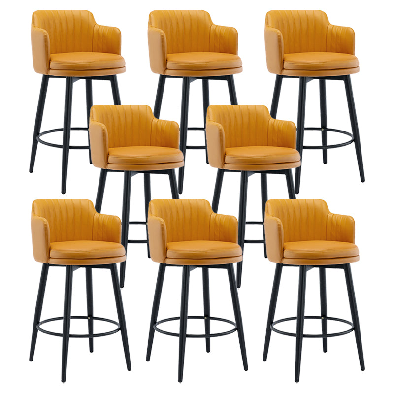 Modern Reception Armed Swivel Stool Matte Finish Leather Barstool