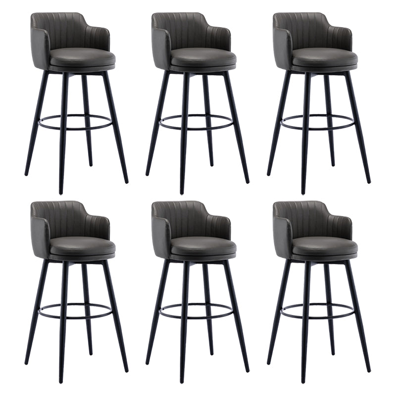 Modern Reception Armed Swivel Stool Matte Finish Leather Barstool