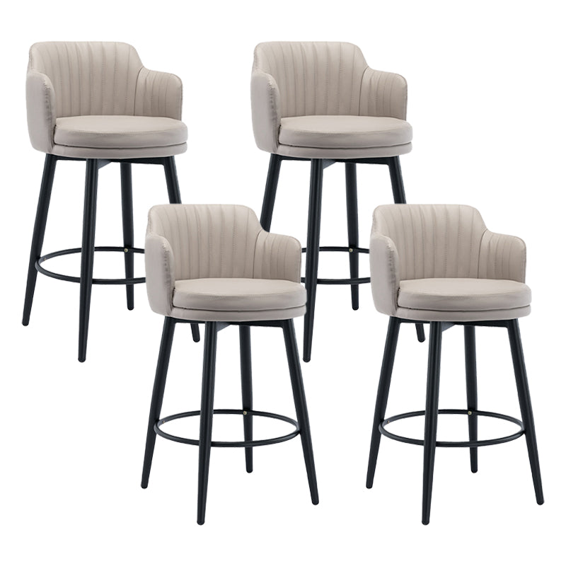 Modern Reception Armed Swivel Stool Matte Finish Leather Barstool