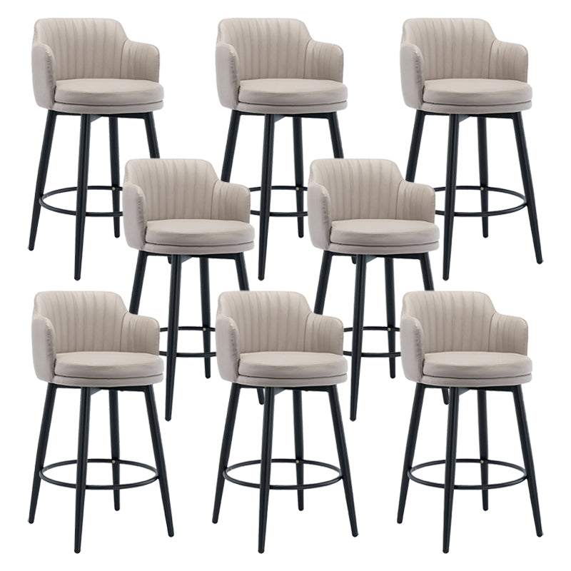 Modern Reception Armed Swivel Stool Matte Finish Leather Barstool