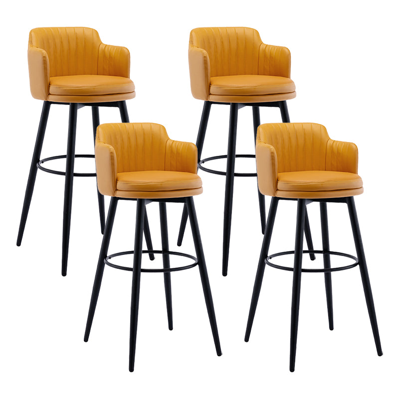 Modern Reception Armed Swivel Stool Matte Finish Leather Barstool