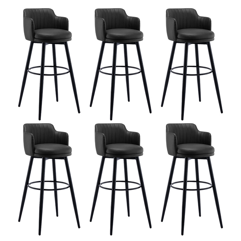 Modern Reception Armed Swivel Stool Matte Finish Leather Barstool