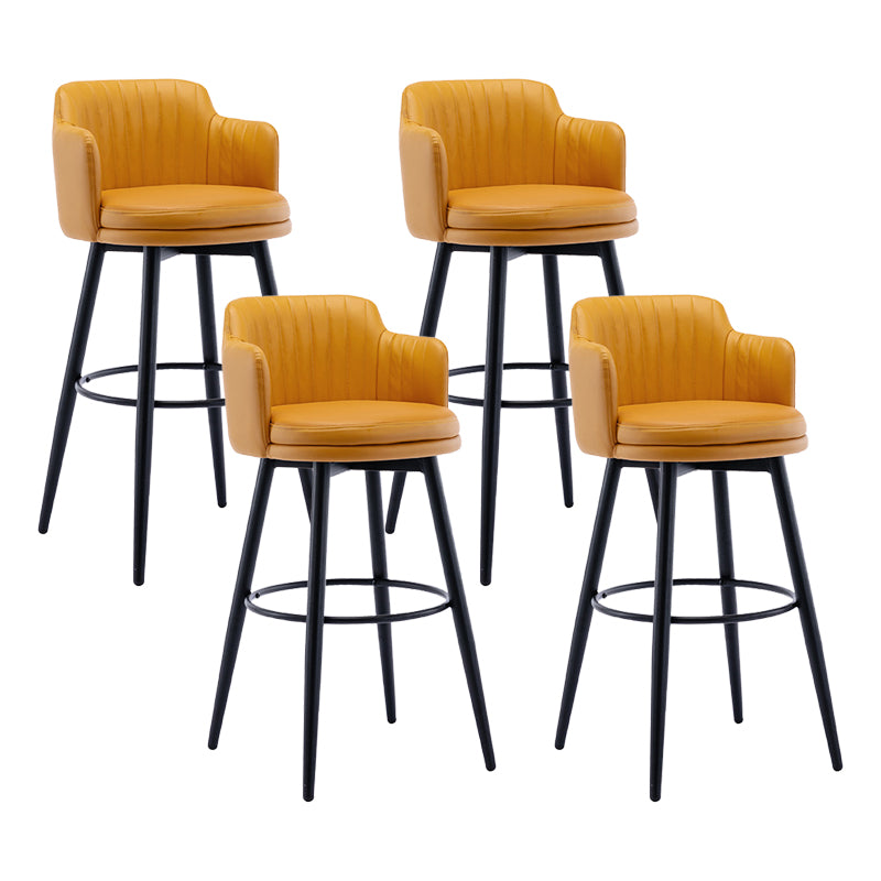 Modern Reception Armed Swivel Stool Matte Finish Leather Barstool