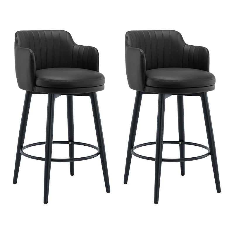 Modern Reception Armed Swivel Stool Matte Finish Leather Barstool